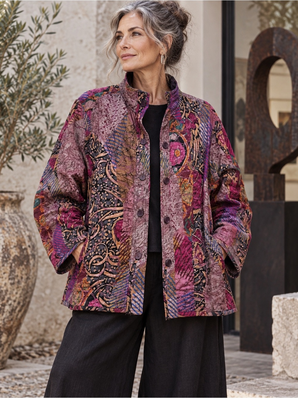 Vintage Norm Thompson 3X Reversible Patchwork Art-to-Wear Jacket